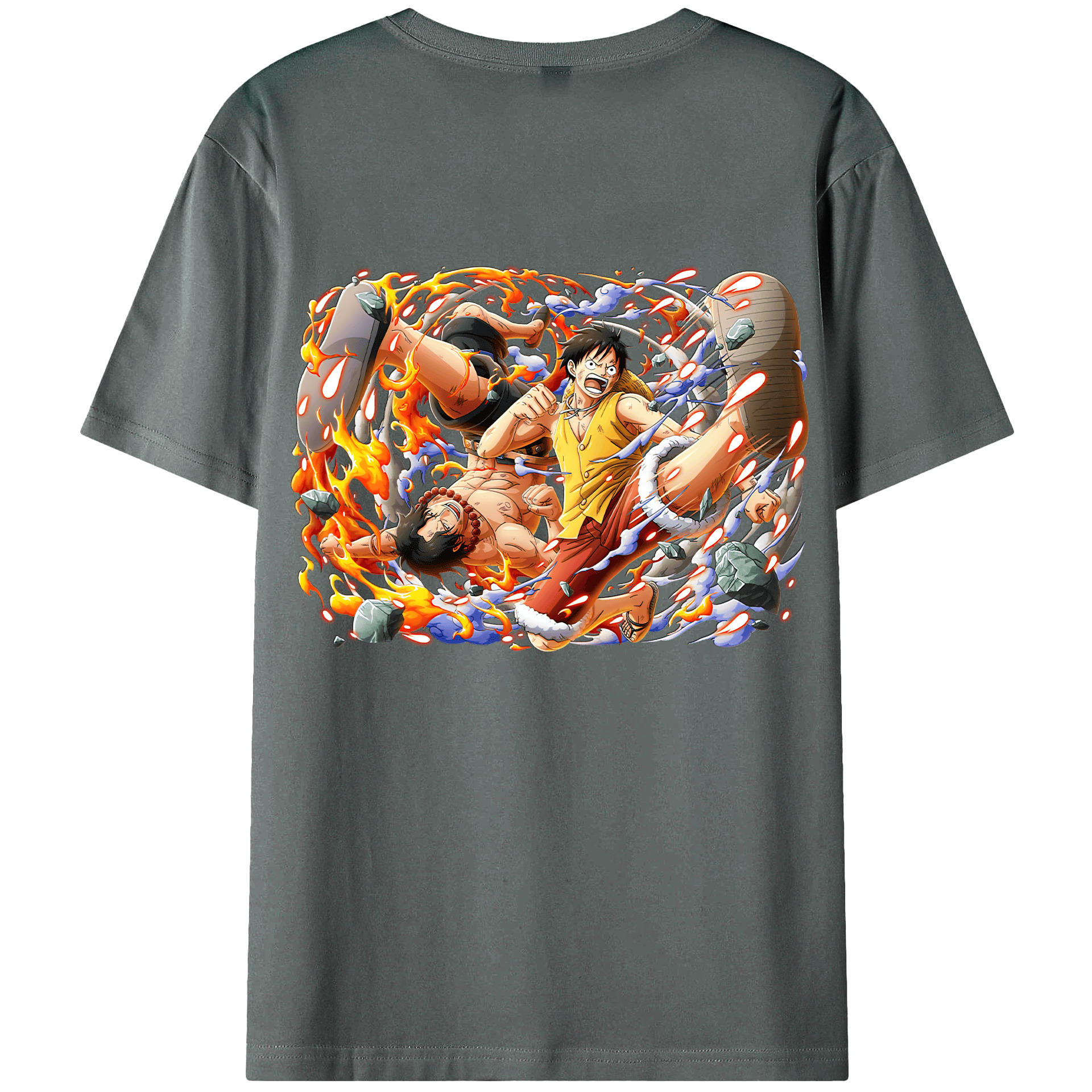 ワンピース モンキー・D・ルフィ ONE PIECE Monkey D. Luffy 綿100％ メンズ半袖Tシャツ（バックプリント） 通気性